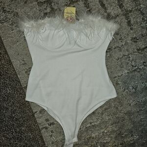 Entro White Feather Trim Bandeau